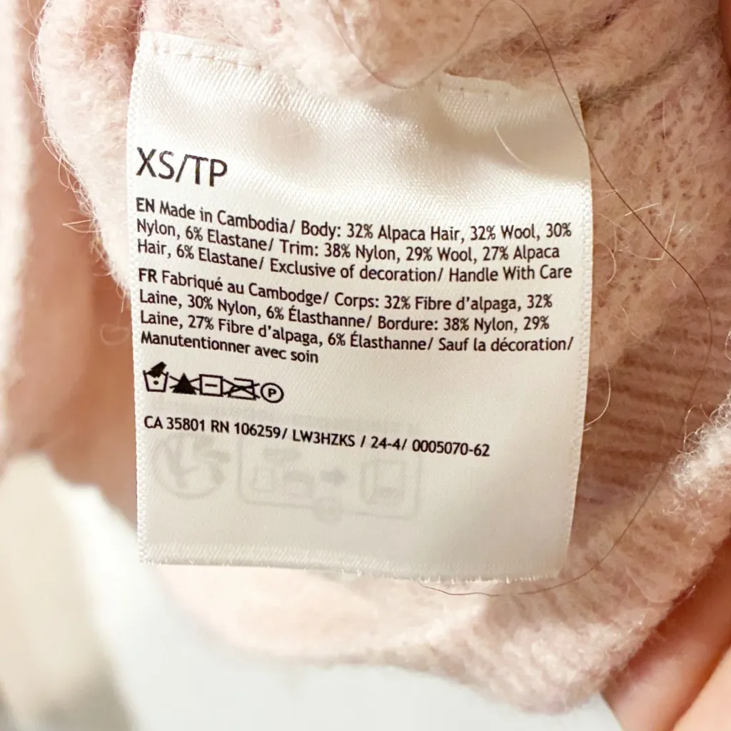 Lululemon Alpaca Wool-Blend Crosshatch Spring Sweater Light Pink Size XS - Image 4