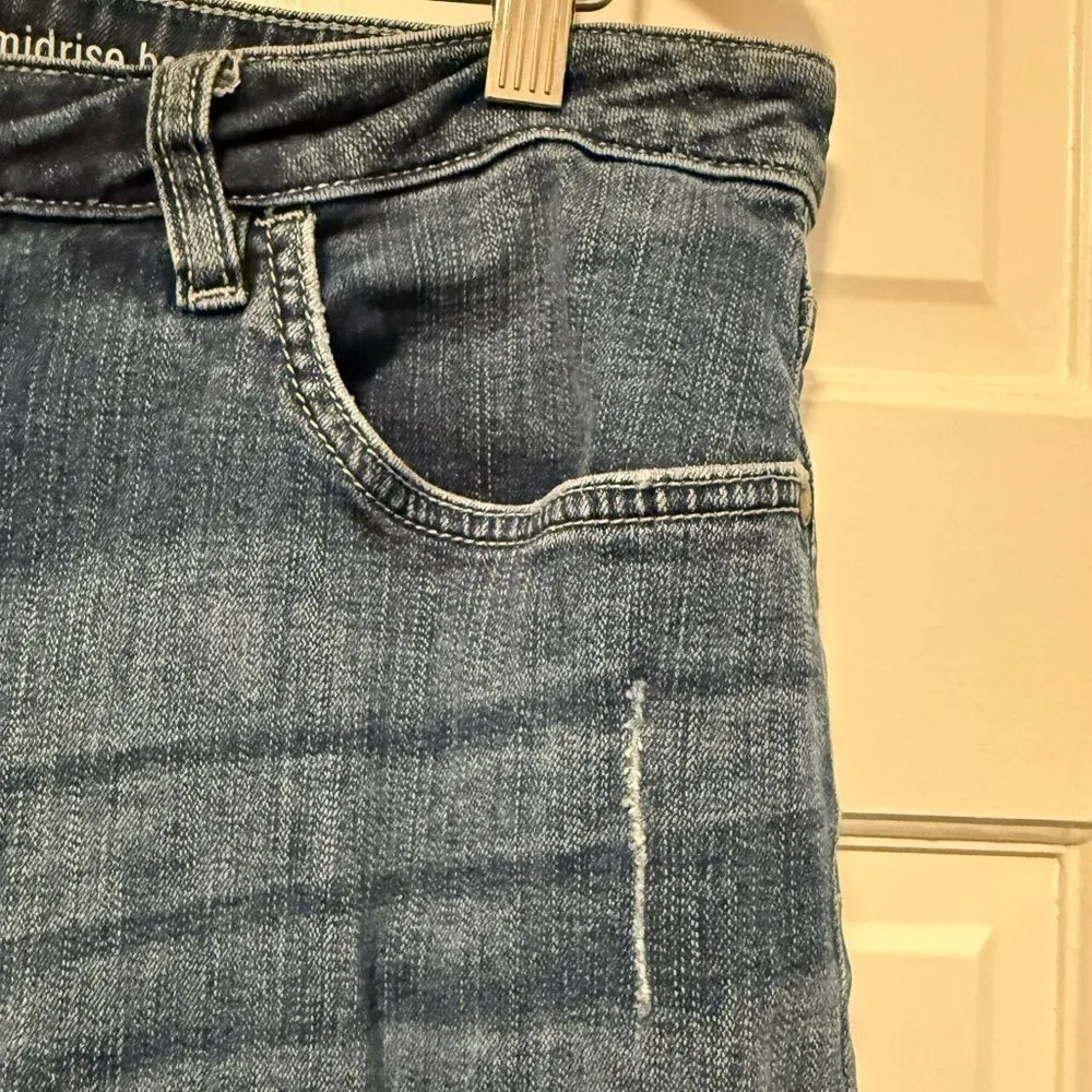 Riders By Lee MidRise Bootcut Denim Blue Jeans Distressed Size‎ 16 - Image 2