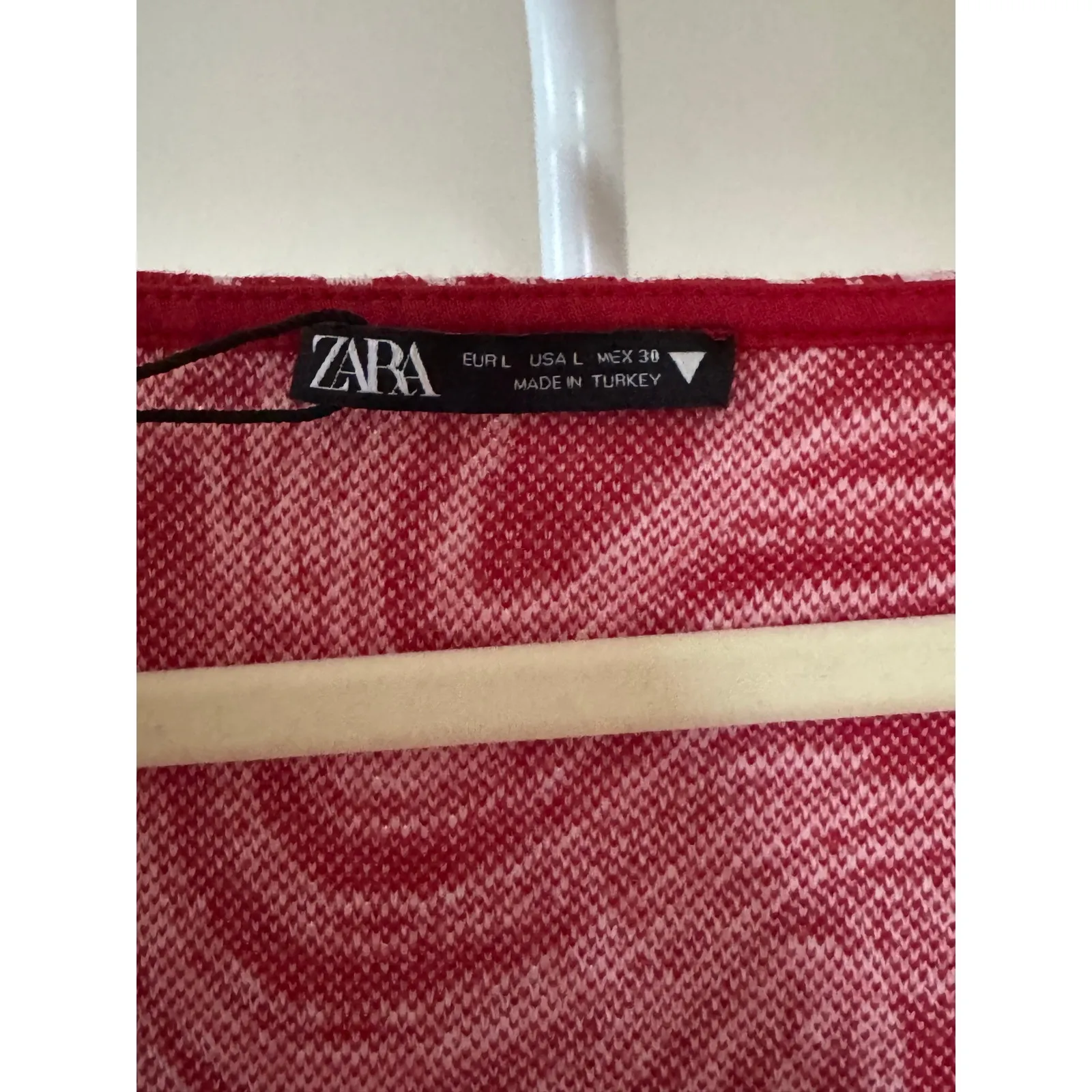 Zara Red White Abstract Square Neck Fitted Mini Dress - L Artsy Valentines Retro - Image 4