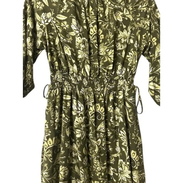 Harlow & Rose Women's Floral Print Midi Dress Green Beige Small‎ - Image 10