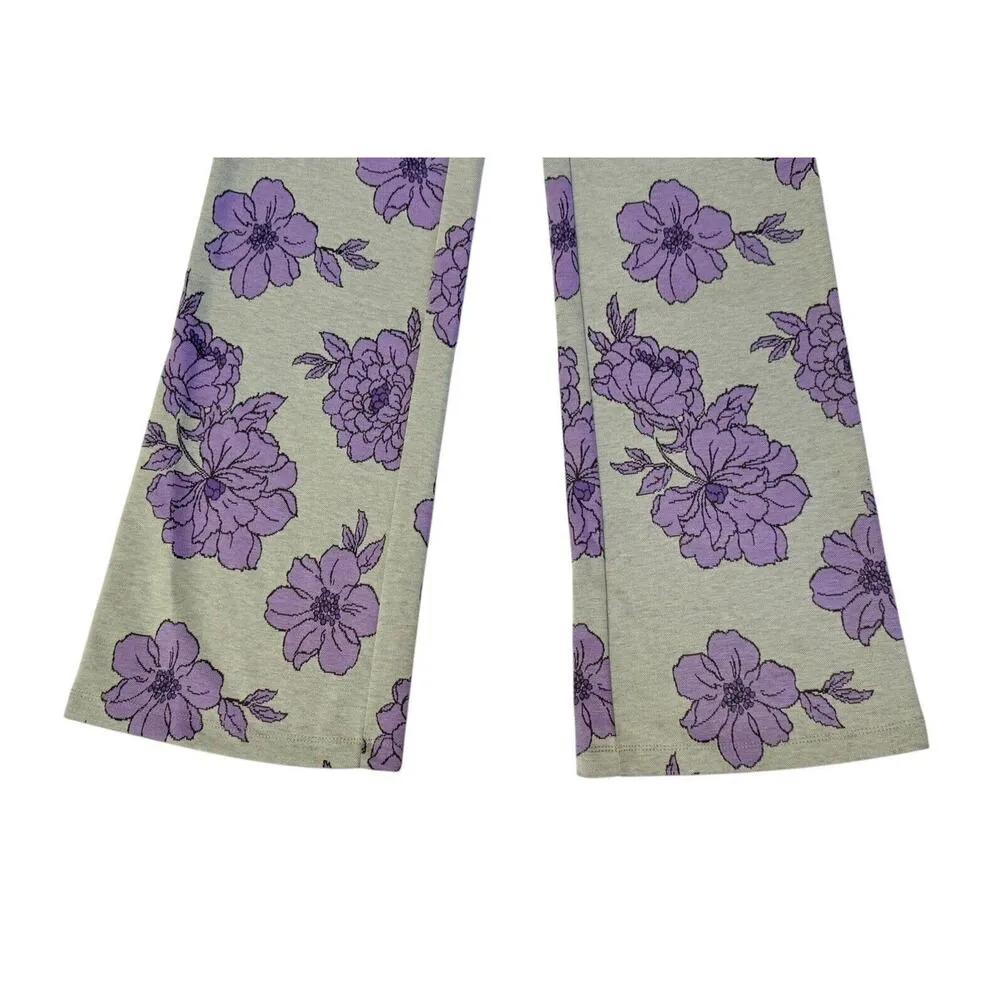 FOREVER 21 Jacquard Floral Mid-Rise Flare Pants Crop Top Matching Summer Set S/M - Image 4