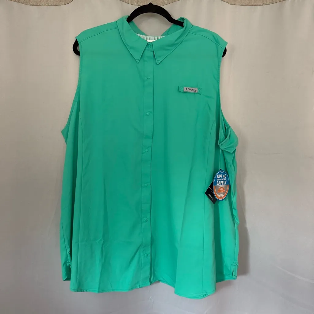 🌟New Columbia Women's Plus Size Tamiami sleeveless Button Down Shirt - Image 2