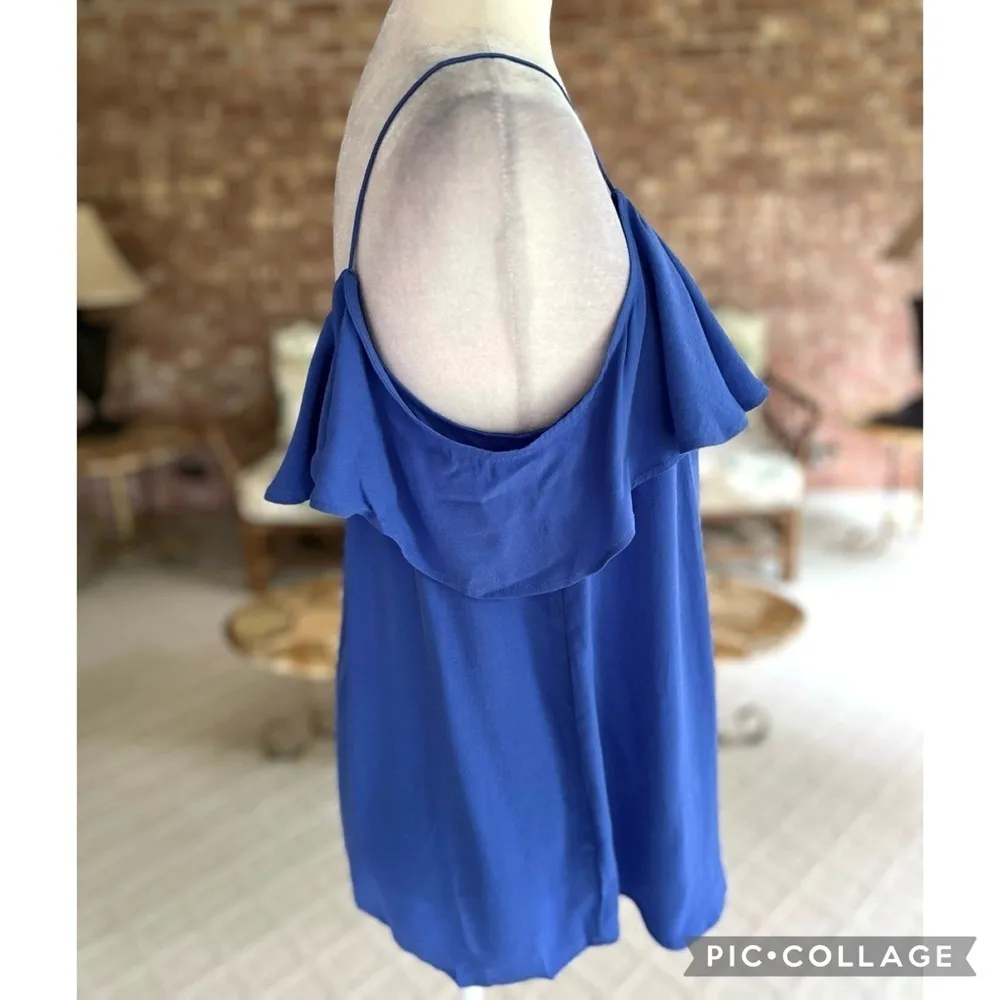 Bp Top Cold Shoulder Crisscross Ruffle Sleeve Royal Blue S Brunch Vacation Party - Image 10