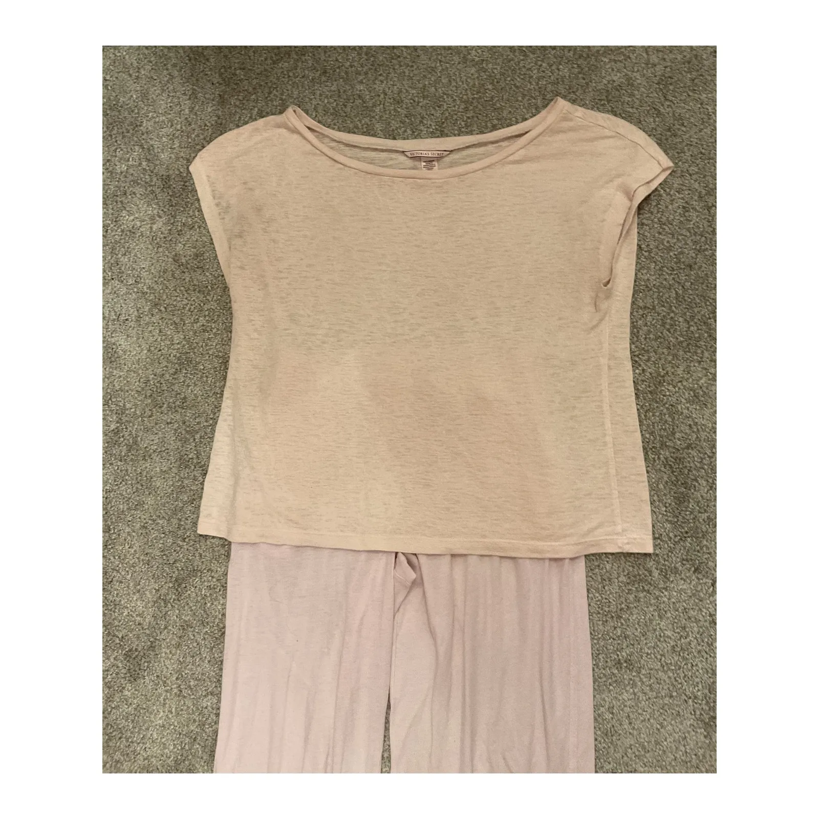 Victoria's Secret Lightweight Sweater&Cotton Light Pink Pajama Set, M - Image 3