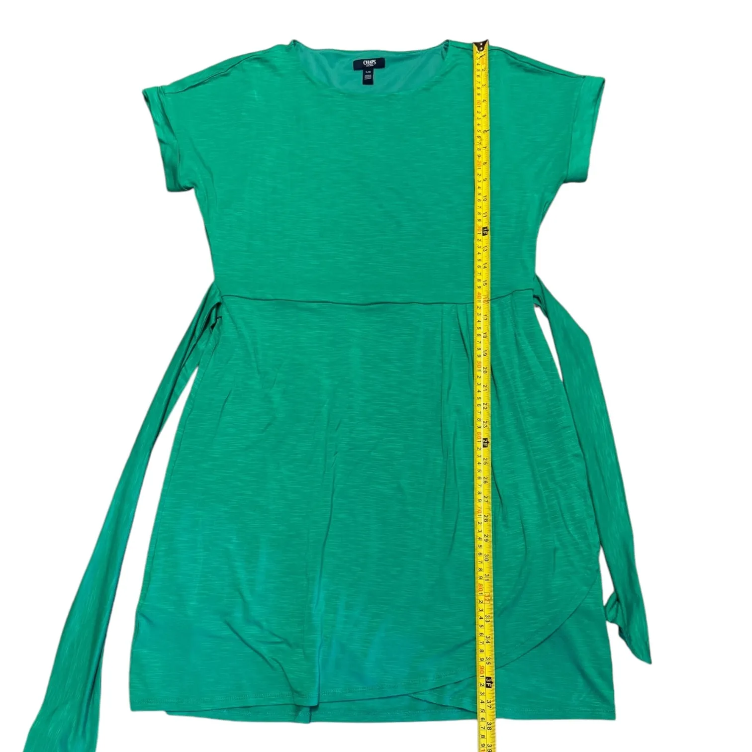 Chaps Green Faux Wrap Knit Dress Size Large NWOT - Image 5