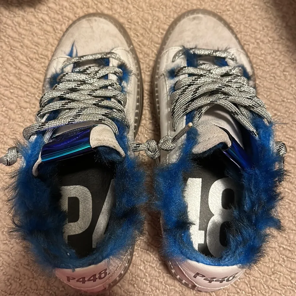 P448 Louise royal fur/Tglass platform sneakers size 36 - Image 4