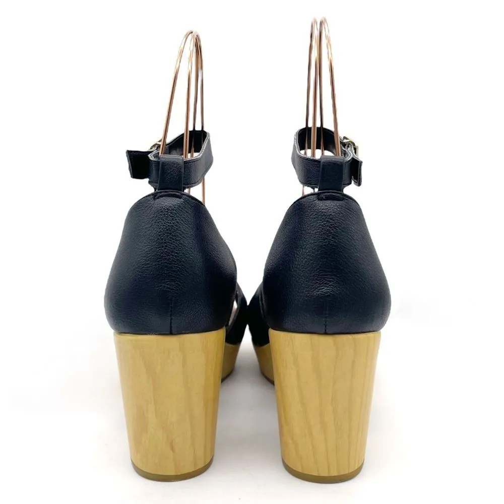 Dr. Scholl’s Blissful Platform Clog Sandal Black Faux Leather Women's Size 8.5 - Image 9