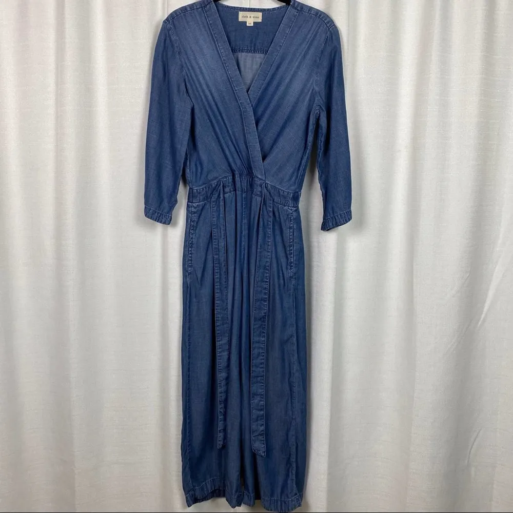 Anthropologie Cloth&Stone Chambray 3/4 Sleeve Jumpsuit Sz.XS - Image 4