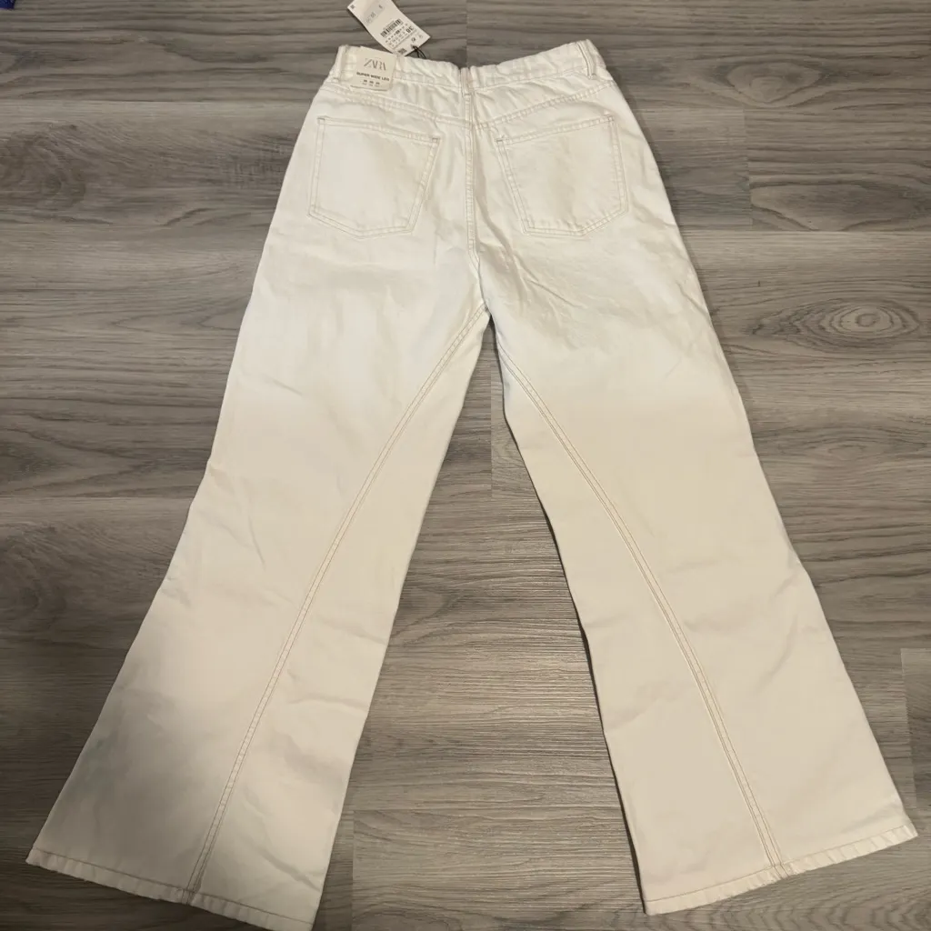 Zara 6/28 White Super Wide Leg Jeans NWT - Image 6