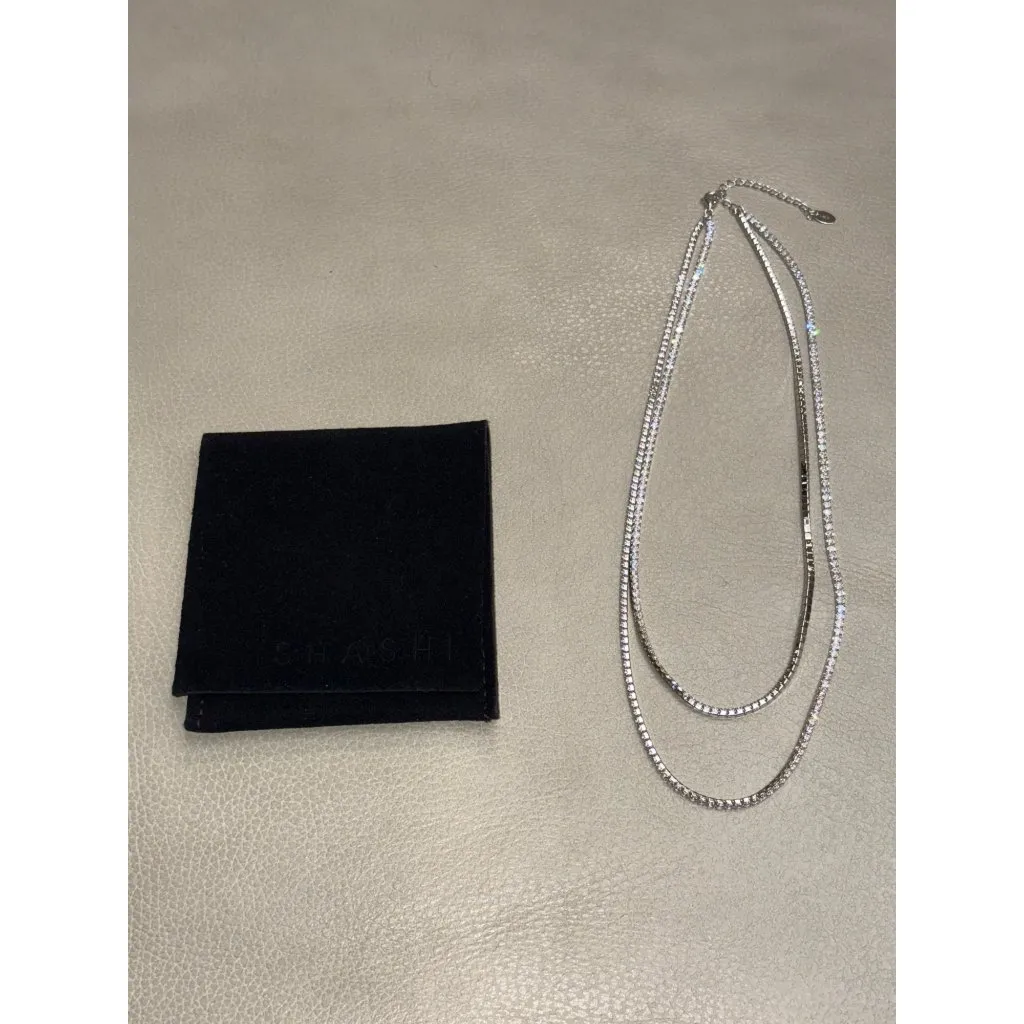 SHASHI Diamond Tennis Layered Necklace in Silver One Size New Womens crystals - Image 3