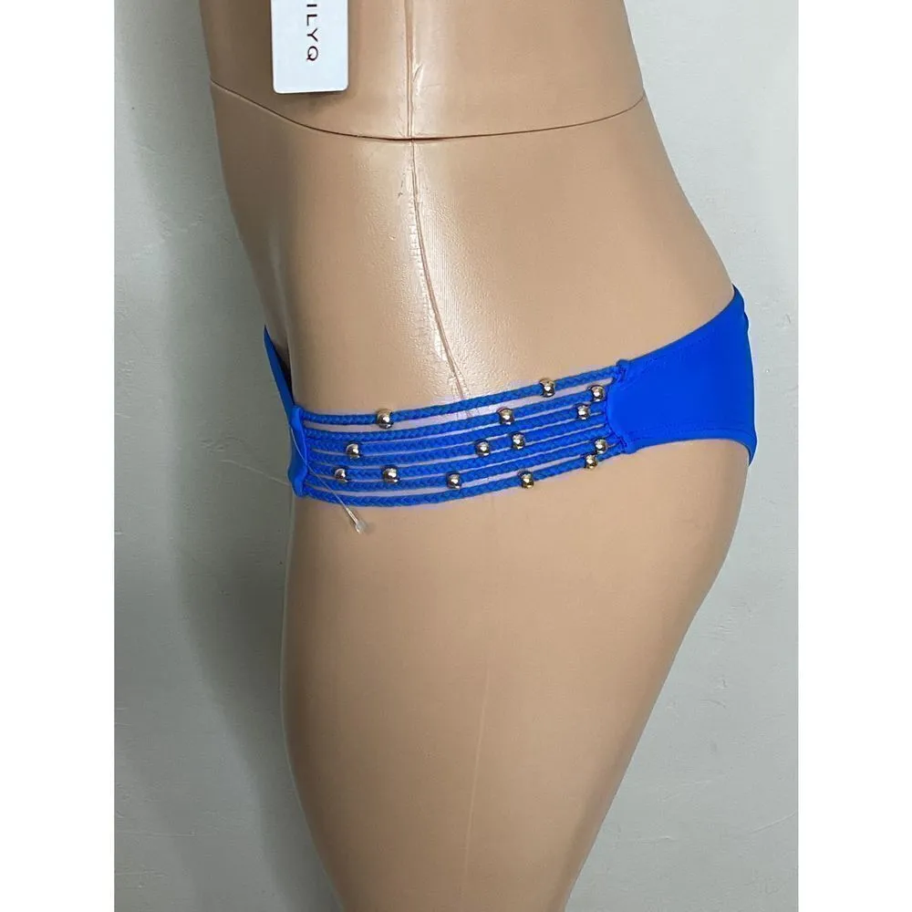 New. Pilyq bright blue braided bikini set. - Image 13