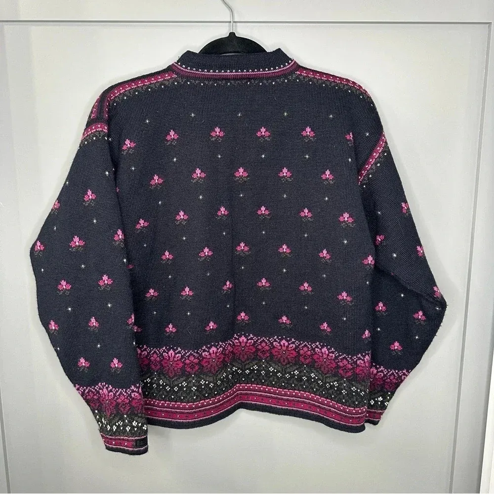 Vintage Dale of Norway Salt Lake City Olympics 2002 Full Zip Wool Sweater Medium Black - Image 3