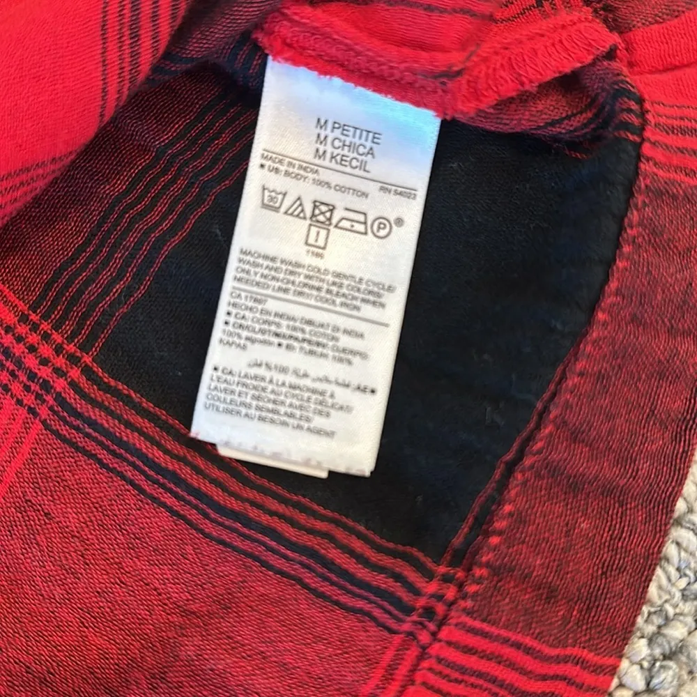 NWT Old Navy Petite Red and Black Plaid Cotton Shift Dress Sz MP - Image 7