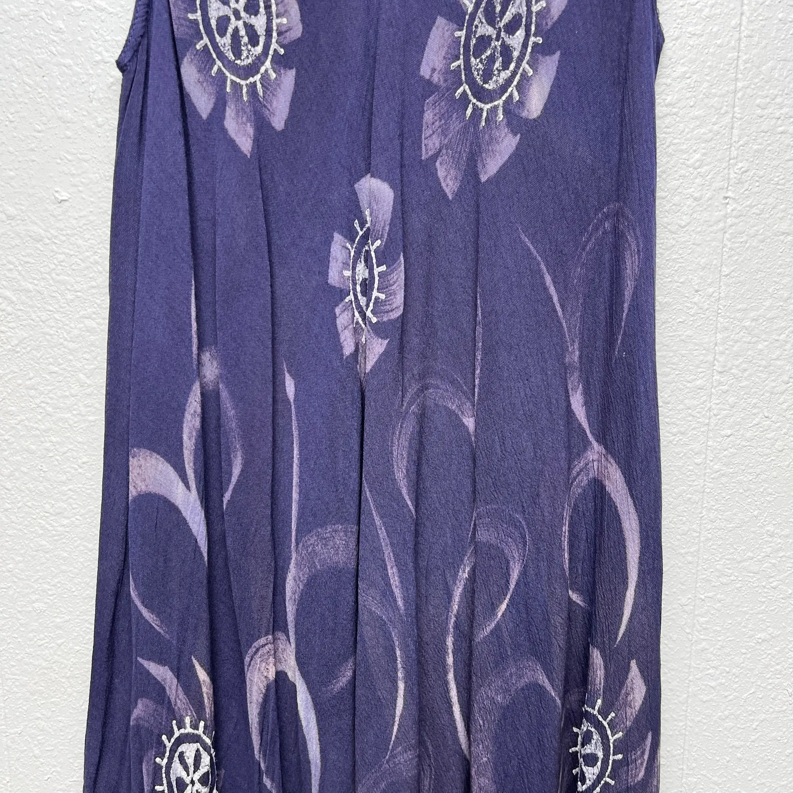 CROCUS Free Size Midi Dress Flowy Beachy Coastal Nautical Cottagecore Festival Purple - Image 5