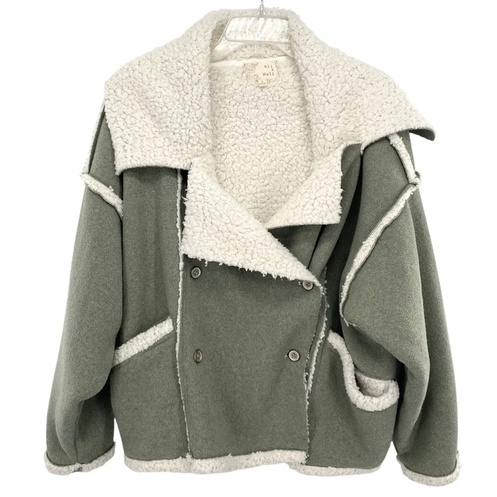 Oli & Hali Oversized Knit Jacket Green Sherpa Size L - Image 5
