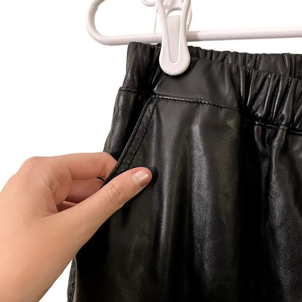 leather black sweatpants drawstring pockets interesting comfort - Image 3