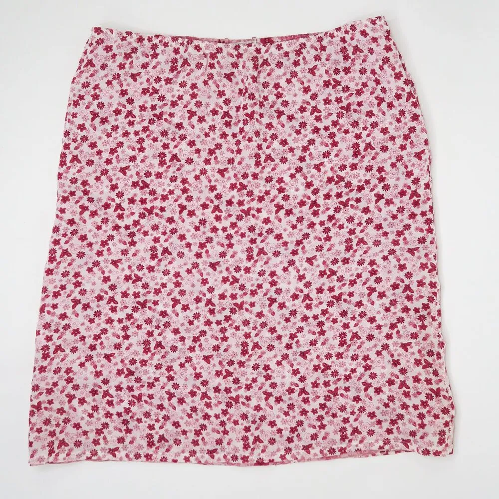 Vintage 90s Christopher & Banks Pink Reversible Floral Skirt - Image 5