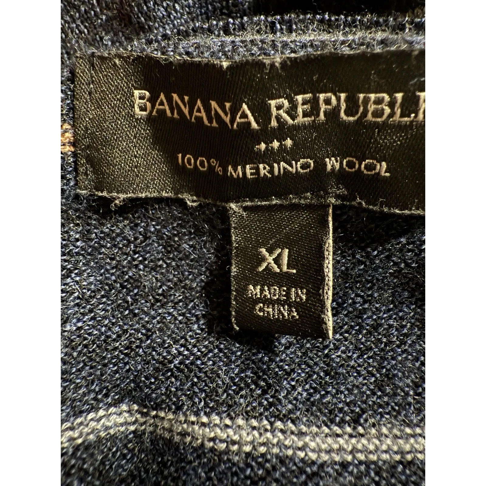 BANANA REPUBLIC Women's Sweater Long Sleeve Striped 100% Merino Wool‎ Size XL - Image 4