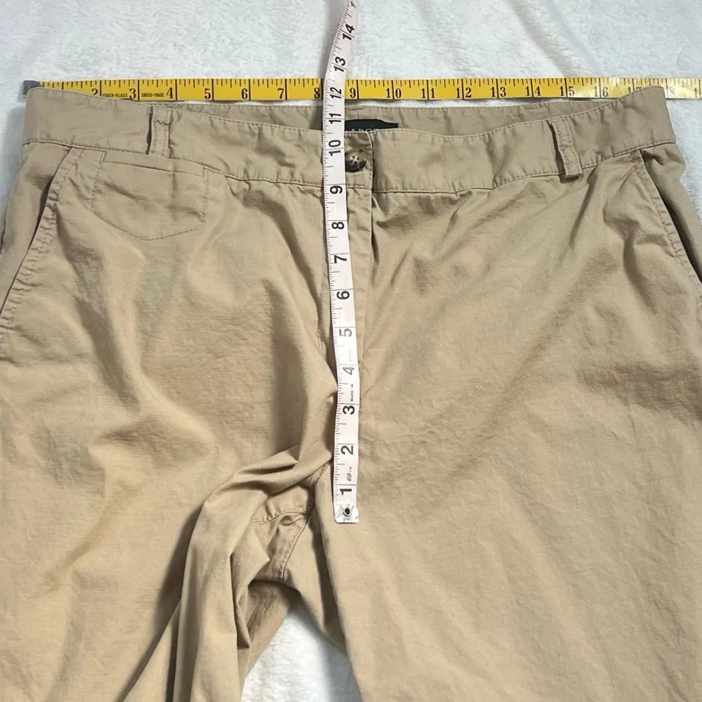 Talbots Boyfriend High Rise Straight Leg Khaki Solid Tan Cotton Chino Pants 14 - Image 3