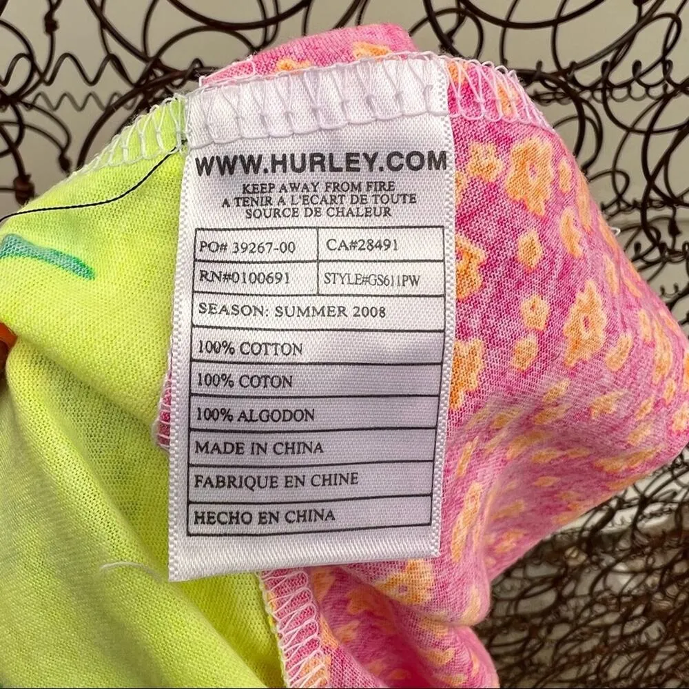 Hurley floral bright neon tiered mini skirt LARGE - Image 4