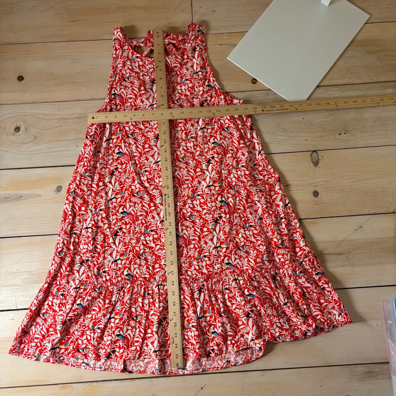 Loft EUC Women's Orange Tropical Bird Tie Back Sundress Size M - Image 8