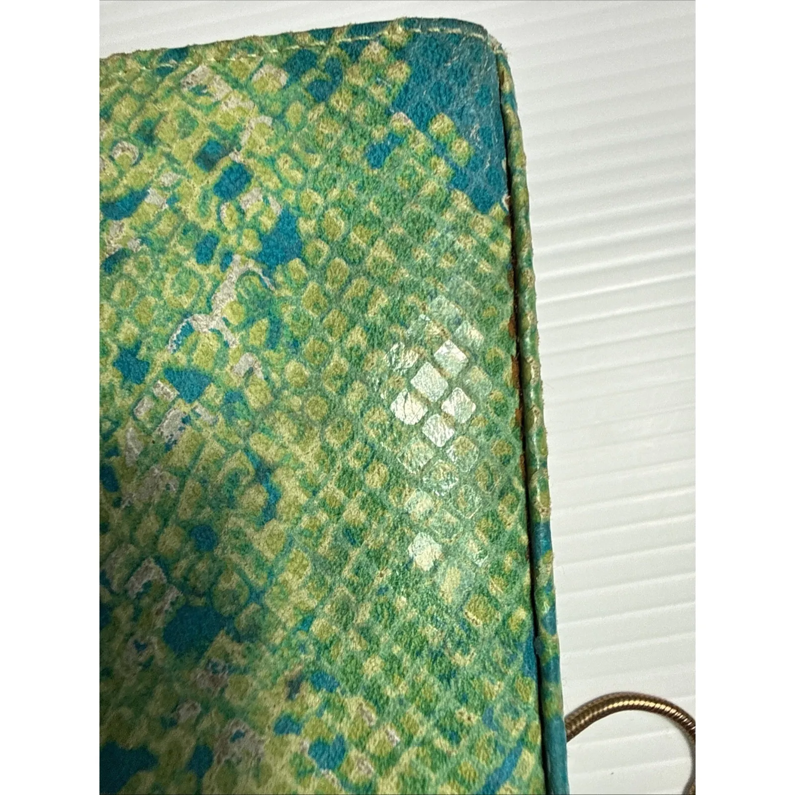 Timothy Hitsman Imatation Snakeskin Handbag W Chain Spain Blue Green - Image 10