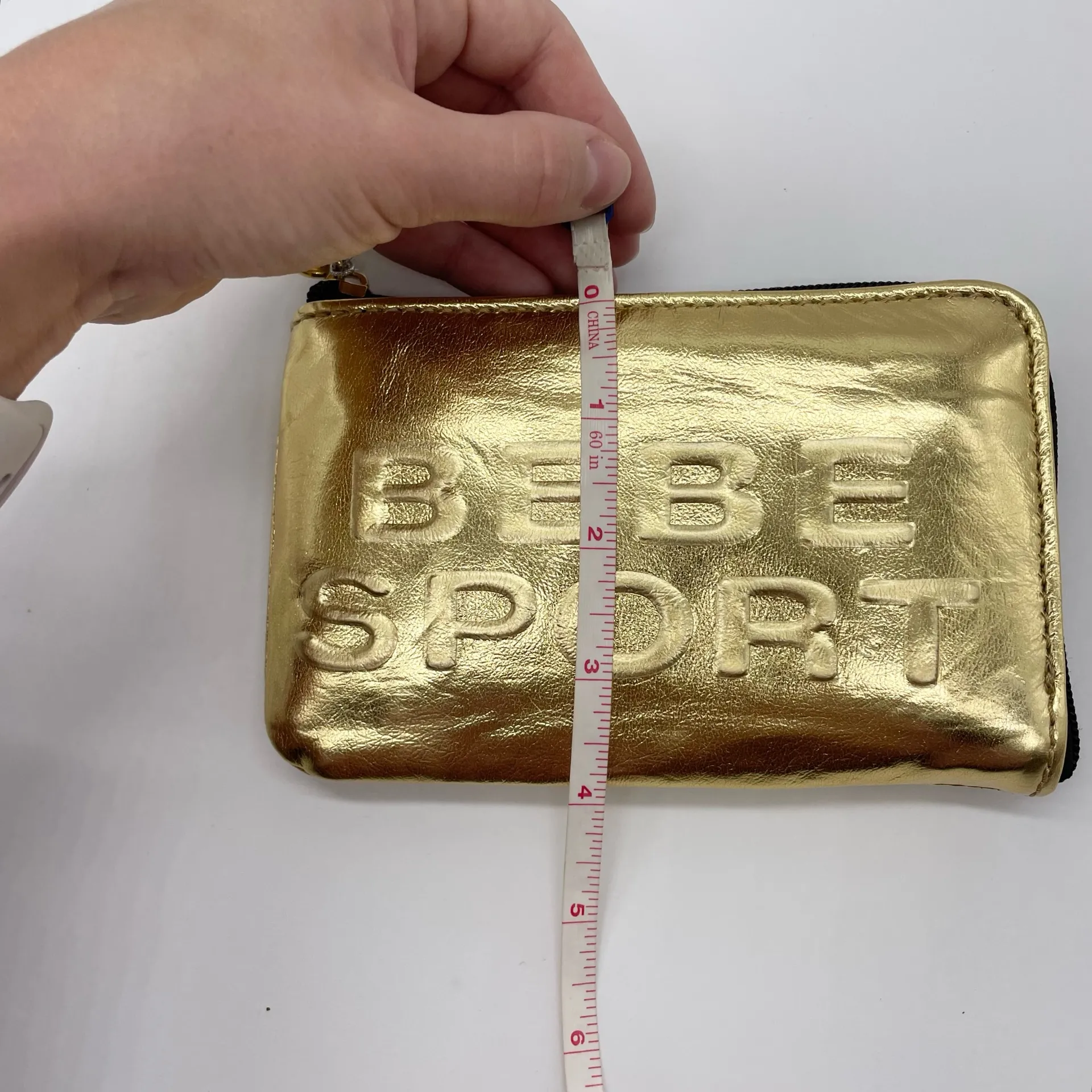 Bebe Sport Gold Wristlet Clutch - NWT - Stylish Metallic Mini Bag with Strap - Image 9