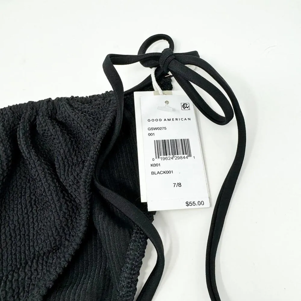 Good American Women Black Always Fit Tiny Ties Bikini Bottom Swim Size 4X/5X - Image 3