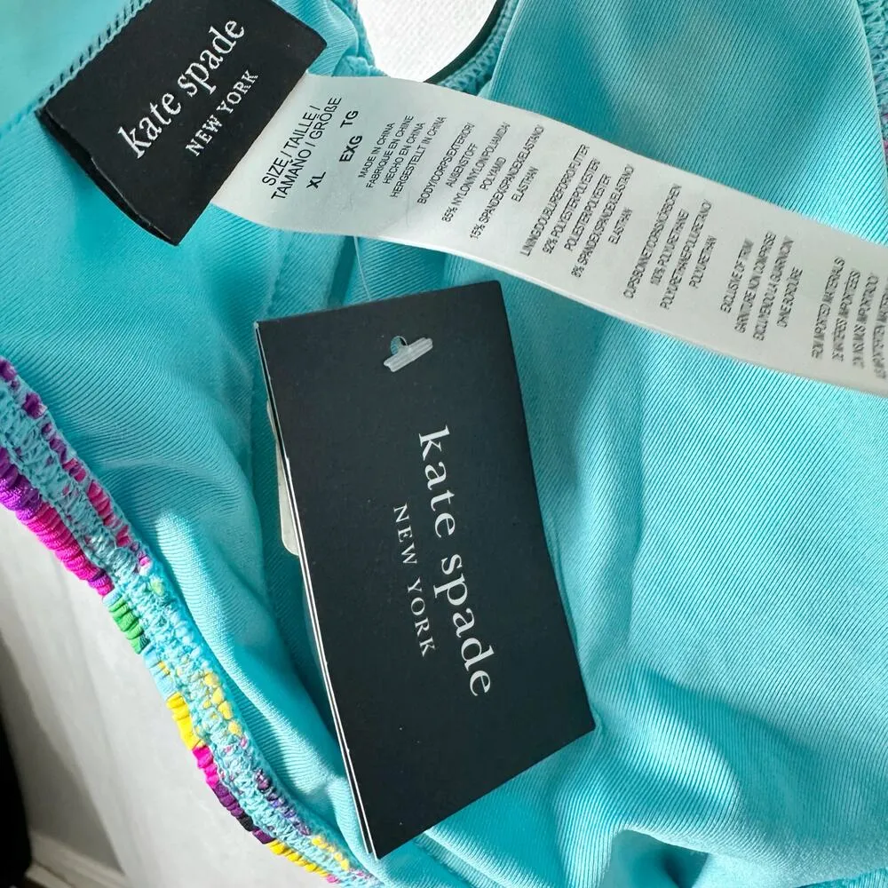 Kate Spade Shirred Floral Wire Bikini Top No Pads Size XL - Image 5