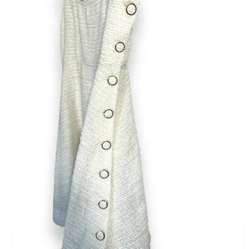 ZARA sz S Womens White Tweed Scoop Neck Button Mini Dress Preppy Structured Chic - Image 5