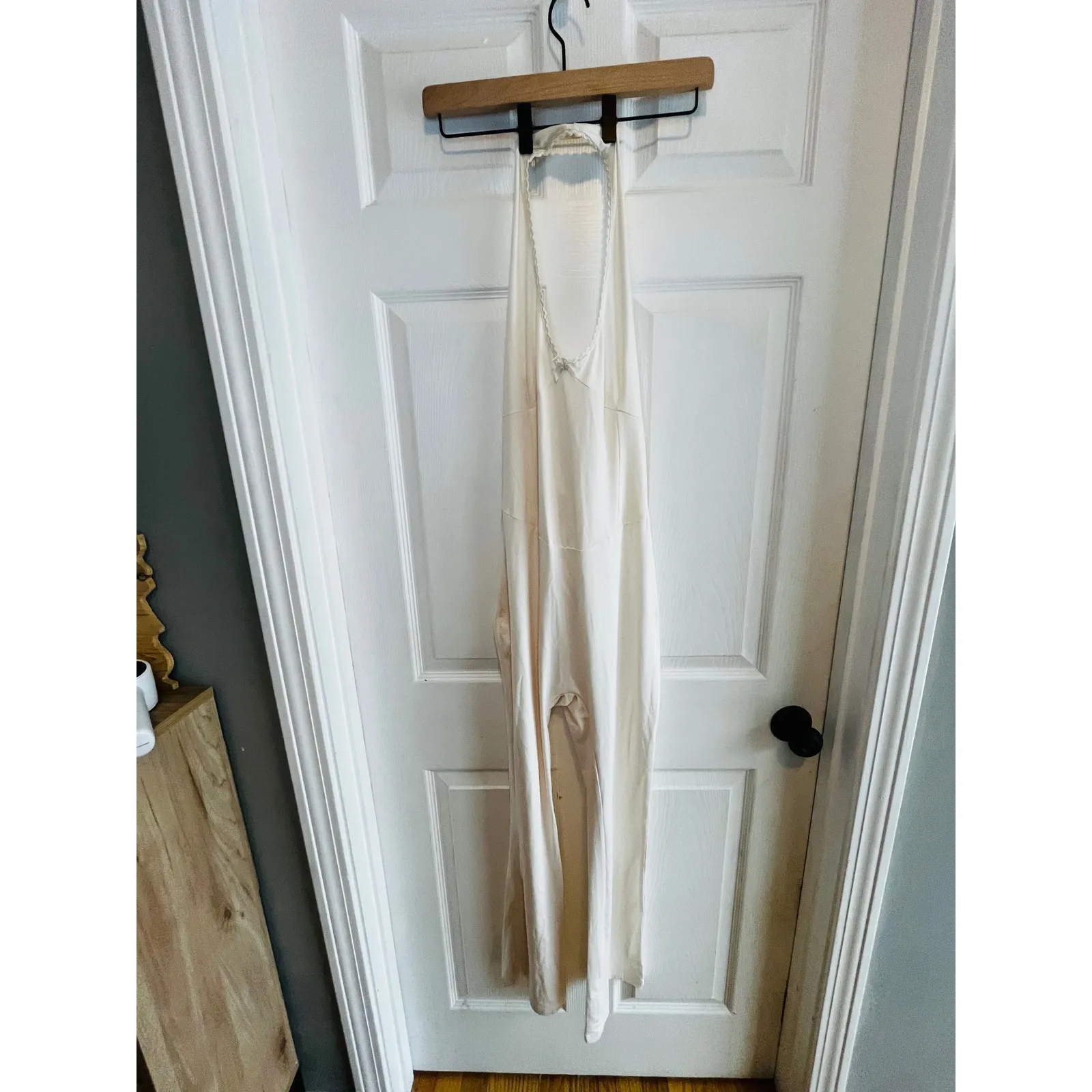 White Halter Neck Wide Leg Jumpsuit Romper Women's Lounge S - Image 4