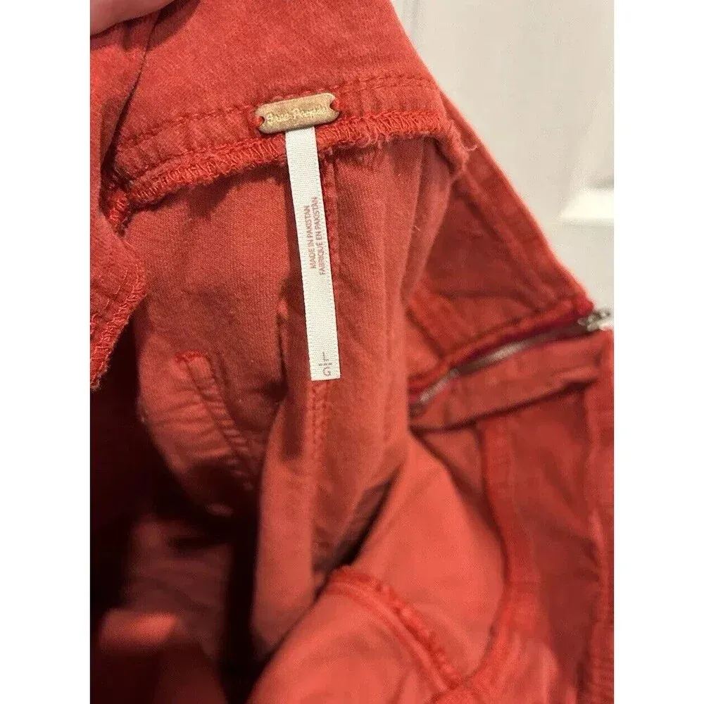 Free People We The Free In My Feelings Mid Rise‎ Crop Boot Velvet Red Size Large - Image 7