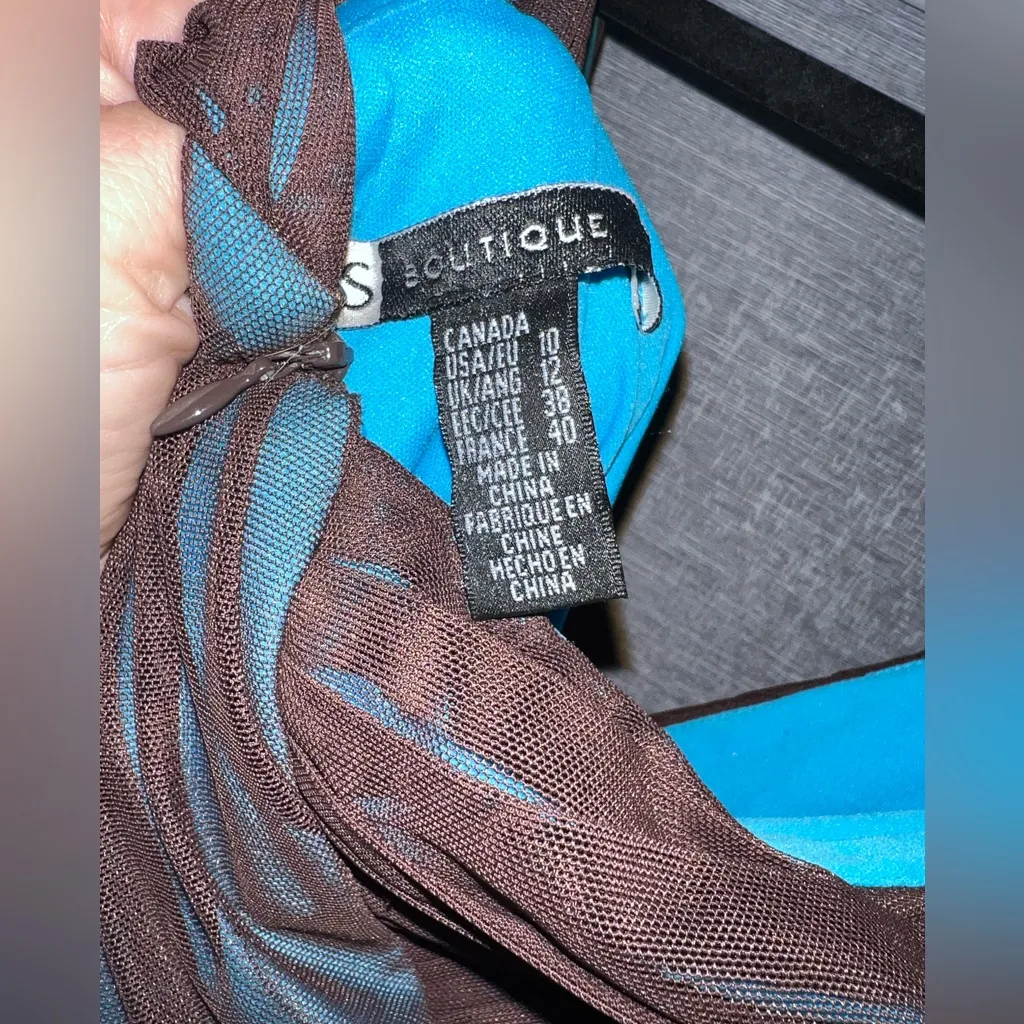 Beautiful Brown and Turquoise Dress Blue Size 10 - Image 5