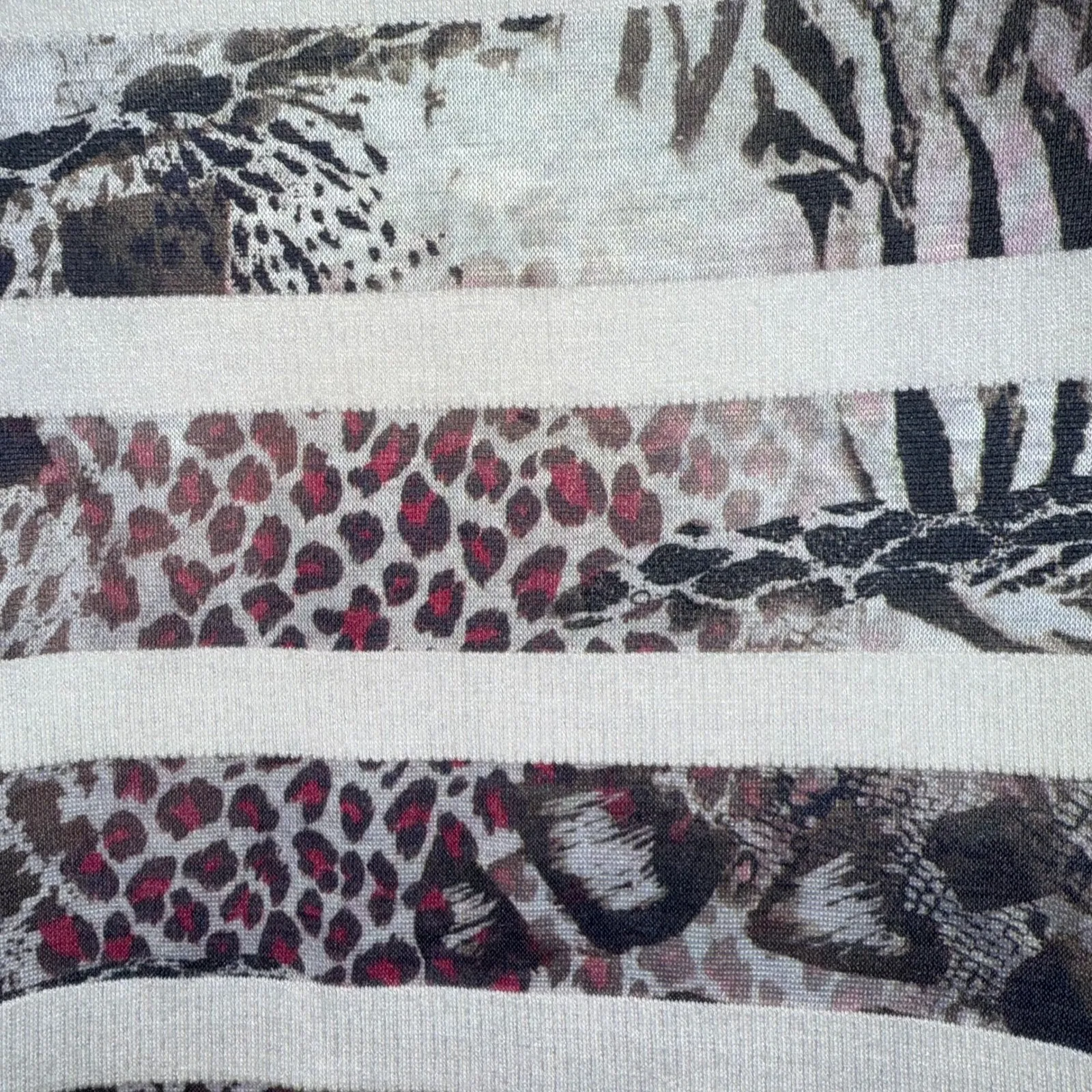 CACHE‎ V Neck Animal Print With Stripes Cap Sleeve Top EUC Medium - Image 7