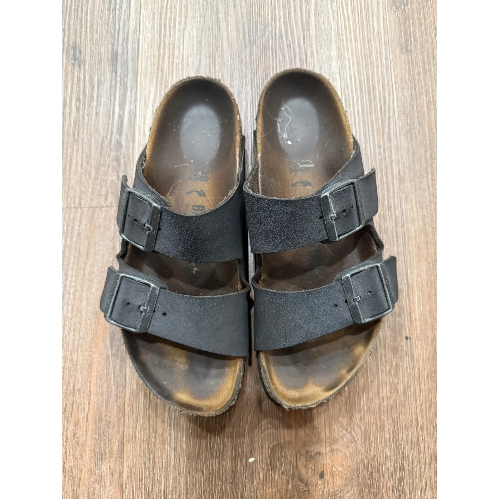 Birkenstock Arizona Black Leather Two Strap Comfort Sandals Women's Size 38 - Image 2