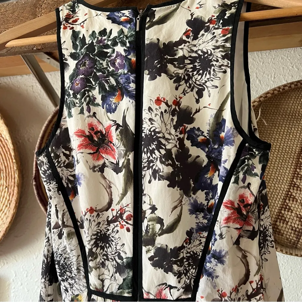 ☀️ REBECCA TAYLOR Floral Silk Dress Mini A-Line 2 - Image 5