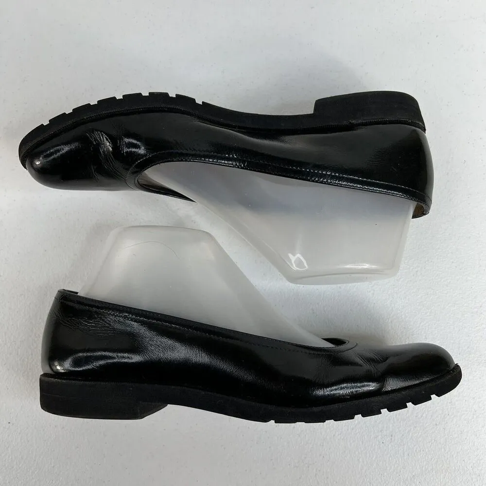 Salvatore Ferragamo Size 8 AA Flats Black Patent Leather Shoes 90’s Vintage Y2K - Image 3