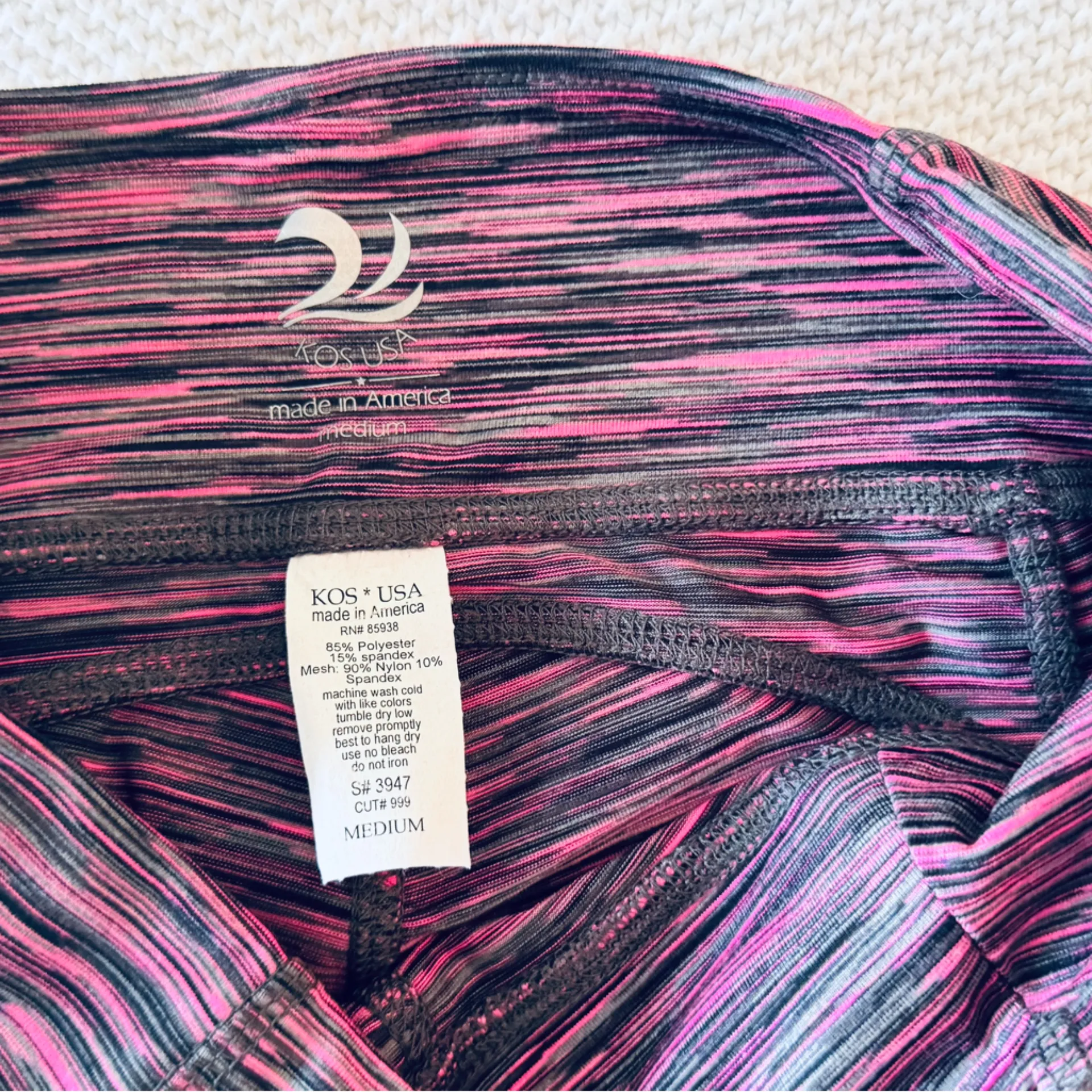 KOS USA Pink & Black Women's Leggings w Mesh Cut - Image 7