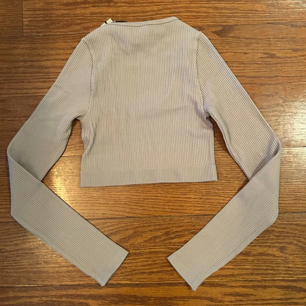 NWT Babaton Sculpt Ribbed Scoop Neck Cropped Longsleeve Size XS Seamless ARITZIA - Image 8