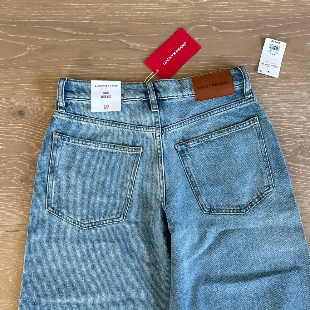 Lucky Brand Jeans Barrel Wide Leg Size 0/25R Saddle Up Wash - Image 5