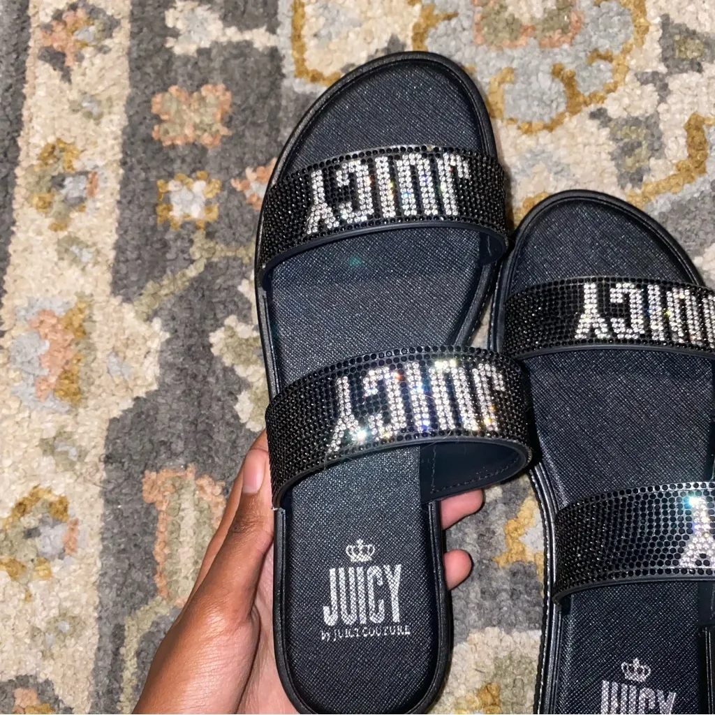 Juicy Couture  2000s glamorous glamour bedazzled rhinestone sandals - Image 3