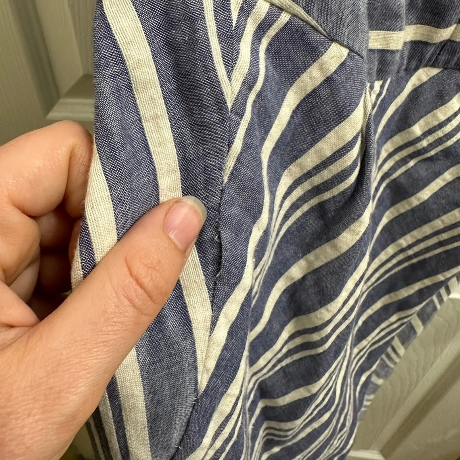 Linen Cotton Blend Antonio Melani Striped Sleeveless Dress 0 XS Natural Fibers - Image 4