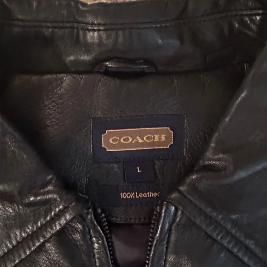 Coach Black Leather Cropped Jacket with Minimalist Design large NWOT $850 supple - Image 2