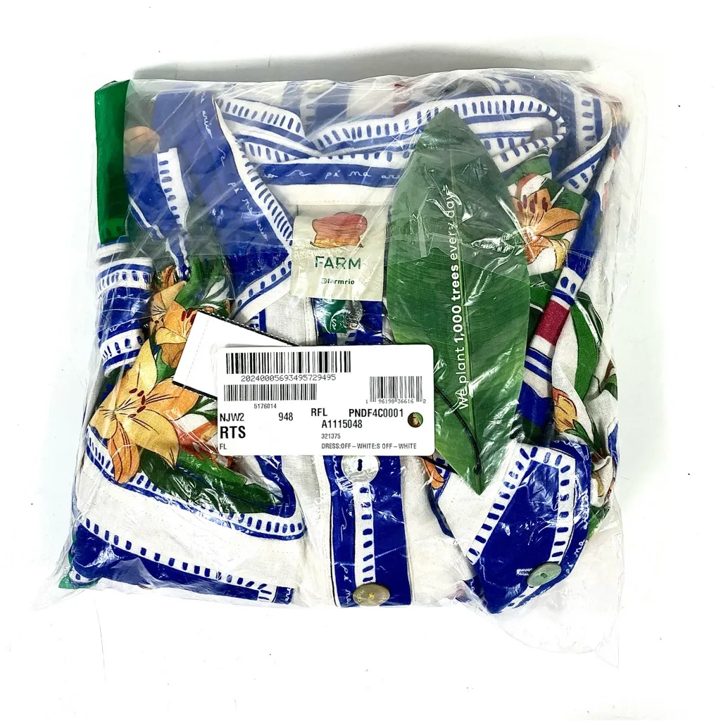 Farm Rio Tropical Destination Midi Linen Blend Shirt Dress Small NWT - Image 17