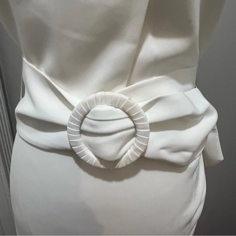 NWT Sachin and Babi Naomi Halter Asymmetric Midi Dress women's size 10 in ivory - Image 8