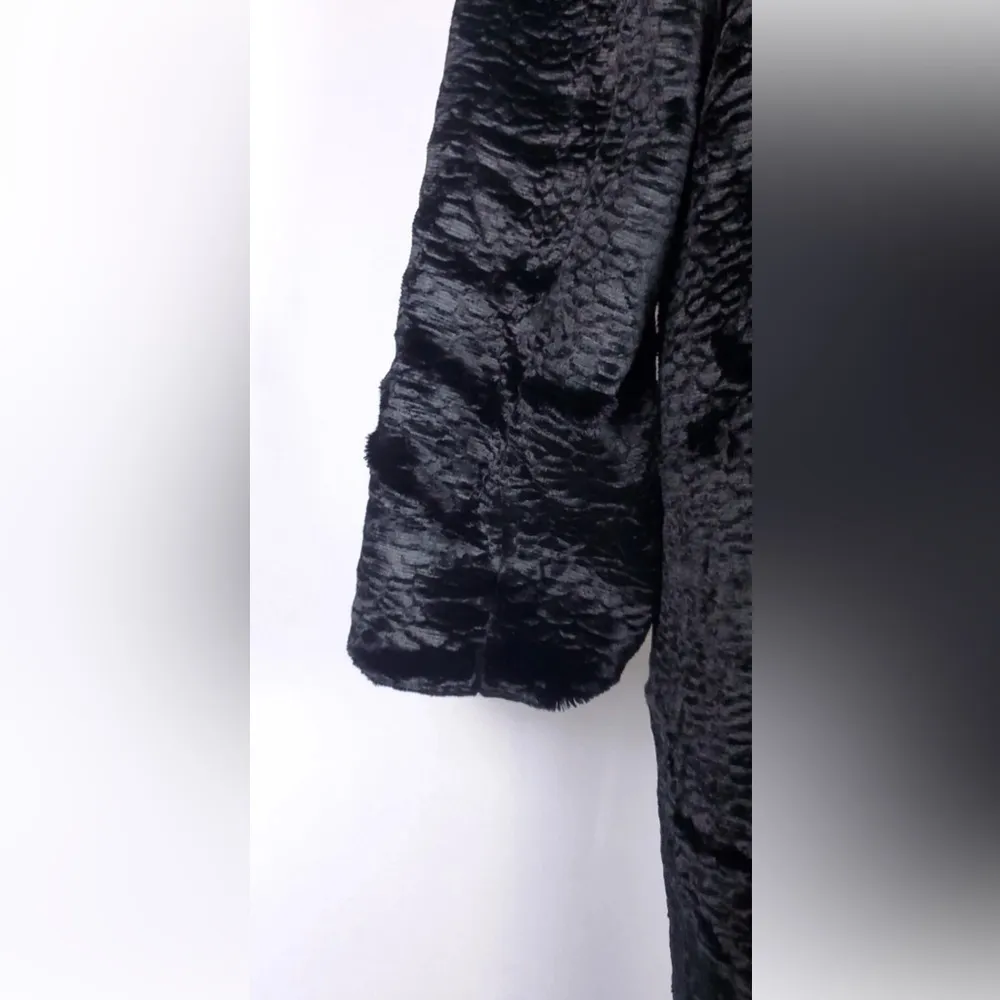 Donna Salyers Fabulous Furs Womens Black Grooved Faux Fur Coat Luxe Glam Size 2X - Image 11