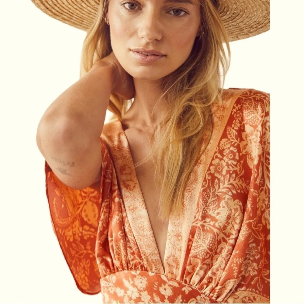 Free People Beatrice Satin Plunge Maxi Dress C27 - Image 5