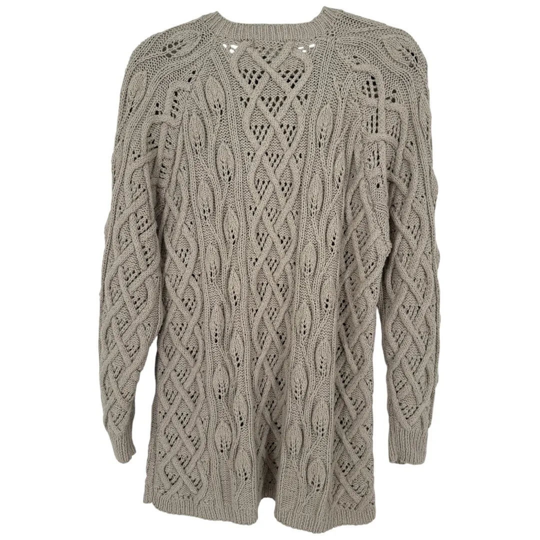 Alfred Sung Sport Vintage Cable‎ Knit Fisherman Crew Neck Sweater Size Small - Image 2