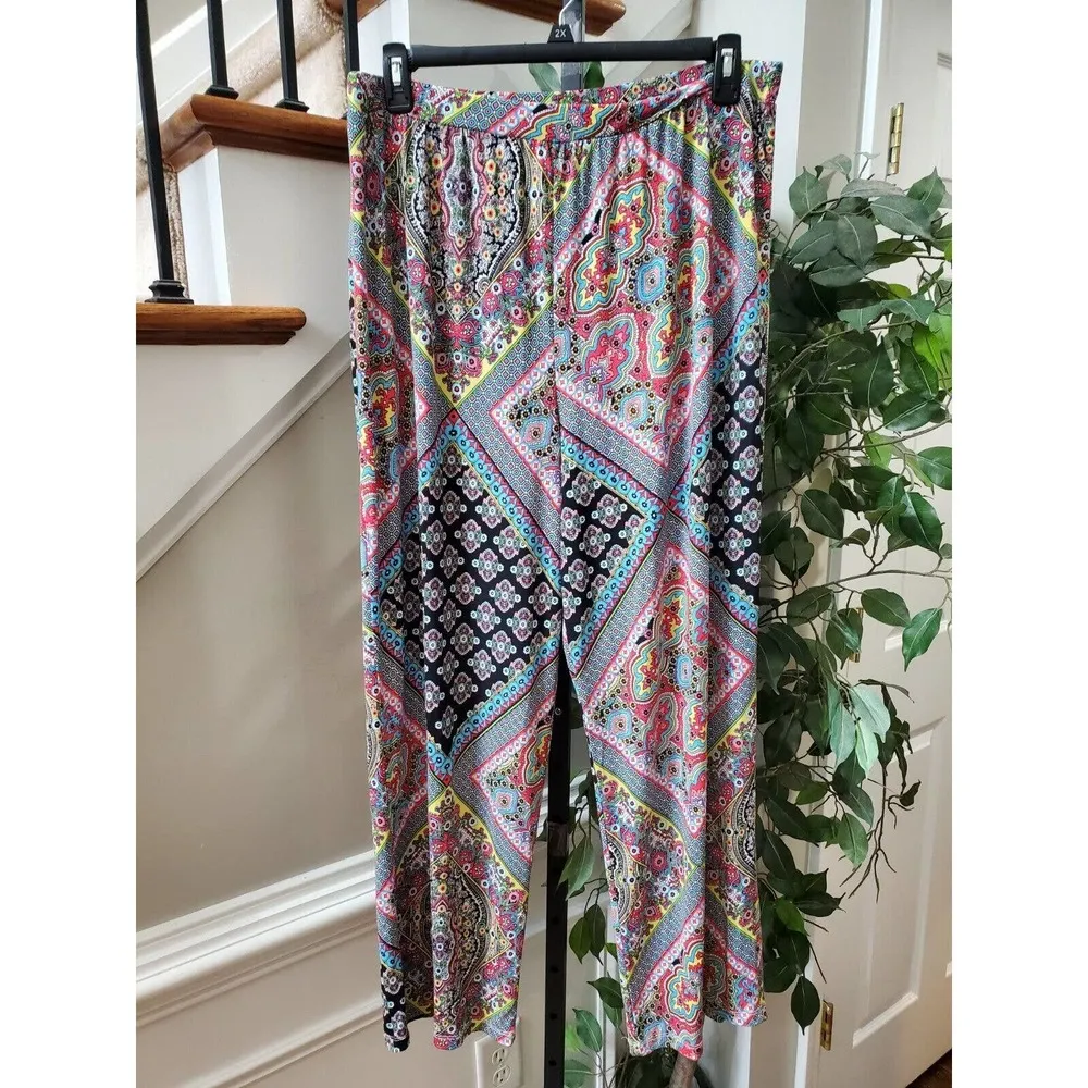 Cha Cha Vente Women's Multicolor Polyester Comfort Waist Palazzo Pant Size 2X - Image 10