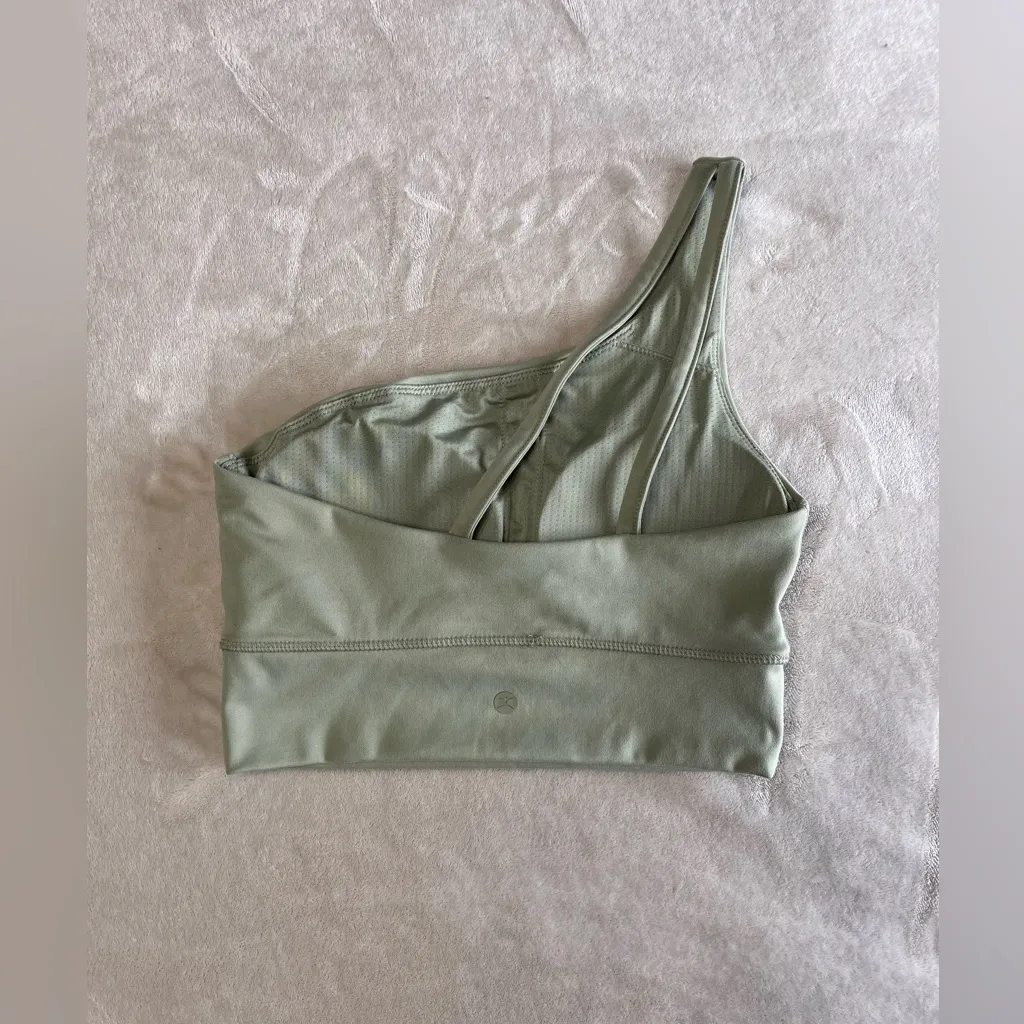 Sage Green One Shoulder Padded Push Up Sports Bra Danskin Athletic Crop Sz S EUC - Image 2